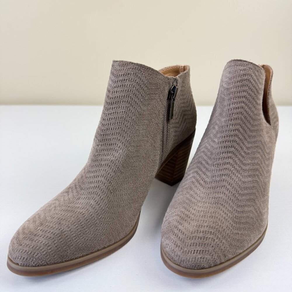 NEW Lucky Brand Pickla Textured Suede Leather Ankle Boots